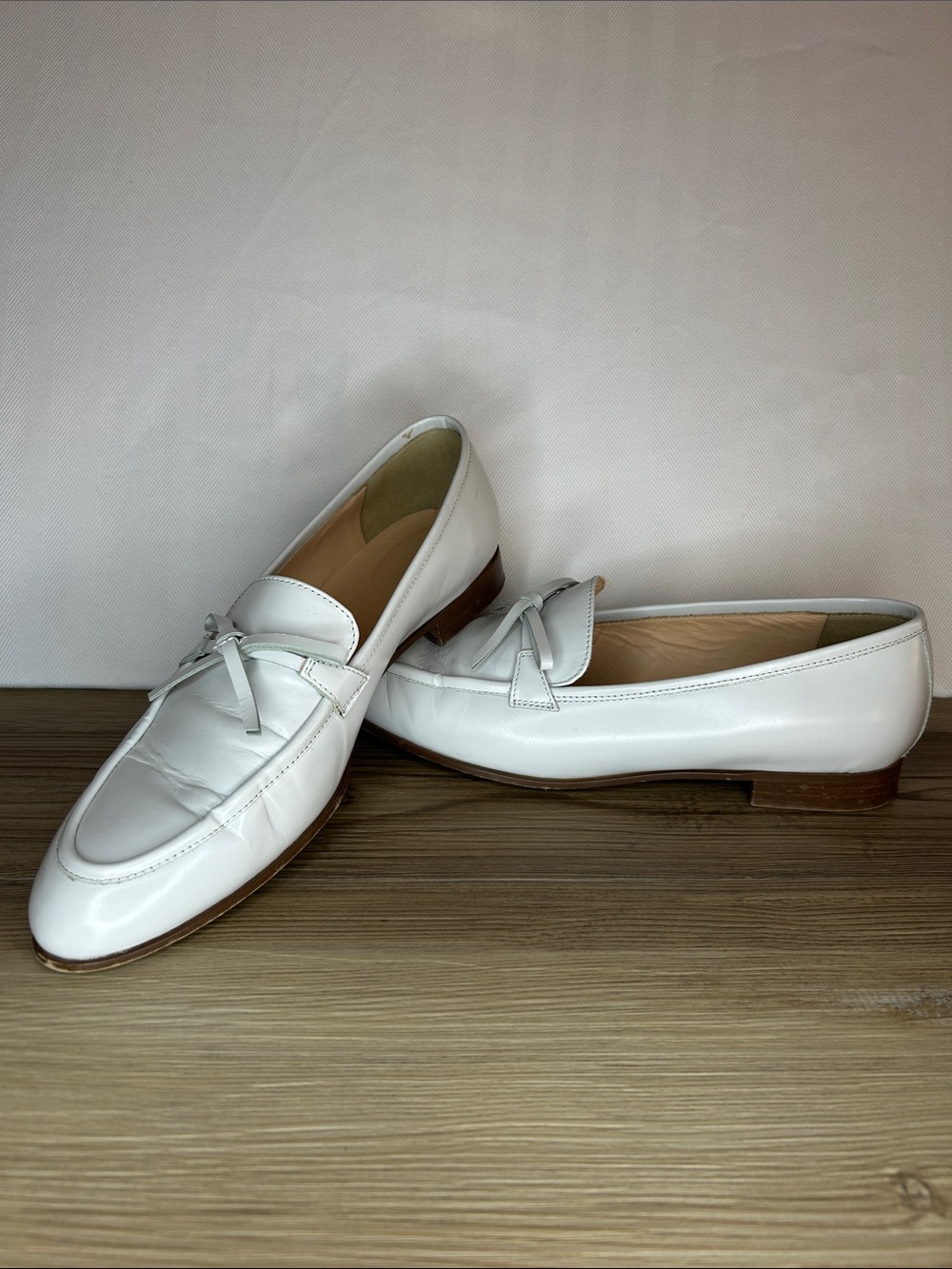 J. Crew Women’s Academy Leather Loafers in Light Grey